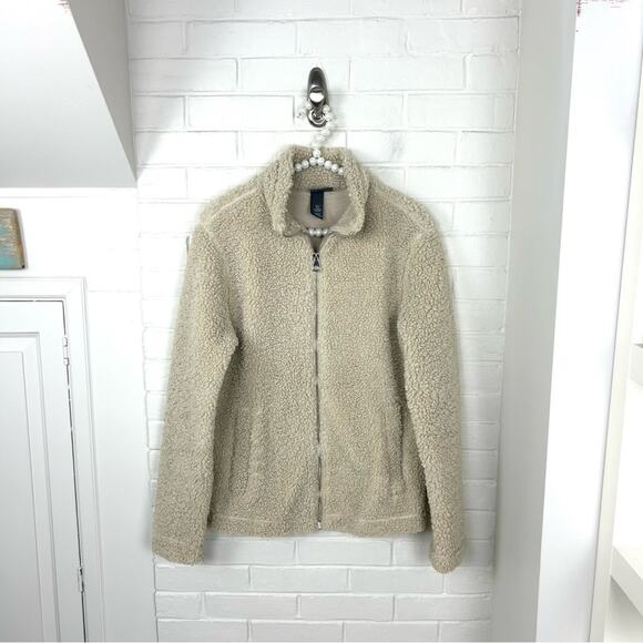 H&M Regular Fit Tan Teddy Zip Up Jacket Size S - Picture 2 of 9